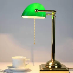 Giovanni Battista Designer Bankerleuchte mit 24K vergoldet* Glaslampen|Metall Lampen