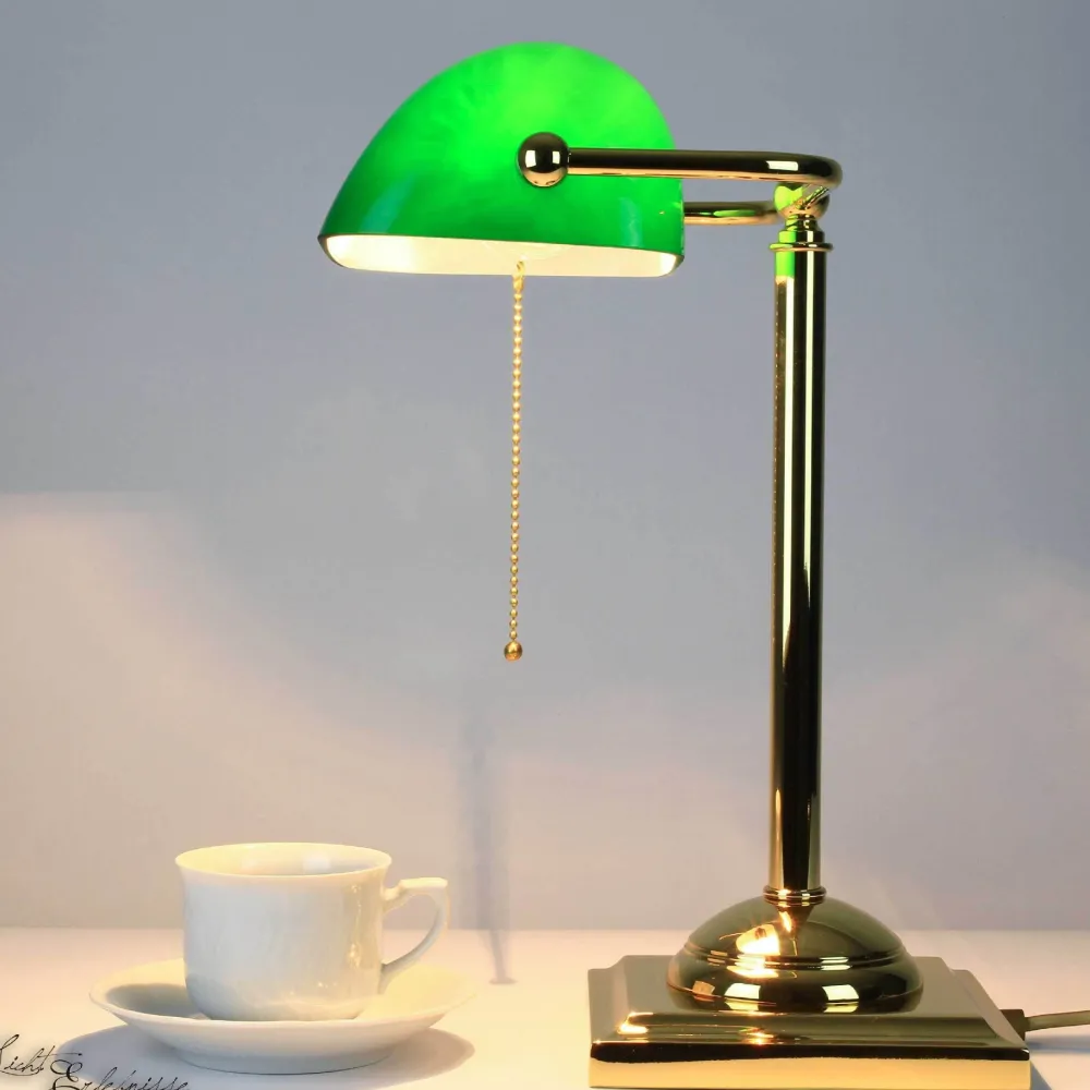 Giovanni Battista Designer Bankerleuchte mit 24K vergoldet* Glaslampen|Metall Lampen