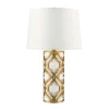 Best Elstead Designer Tischlampe Weiß Blattgold Antik 69cm hoch