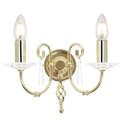 Best Elstead Designer Wandlampe CANDELA in Messing mit Kristall