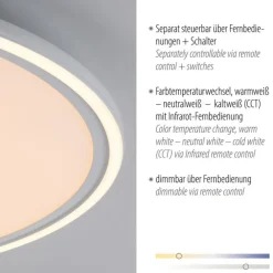 Just Light Dimmbare LED Deckenlampe Fernbedienung 2700-5000 K rund* Flurlampen|Bürolampen