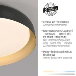 Just Light Dimmbare LED Deckenlampe Schwarz Gold Ø57 cm 3850 lm* Deckenleuchten|Flurlampen