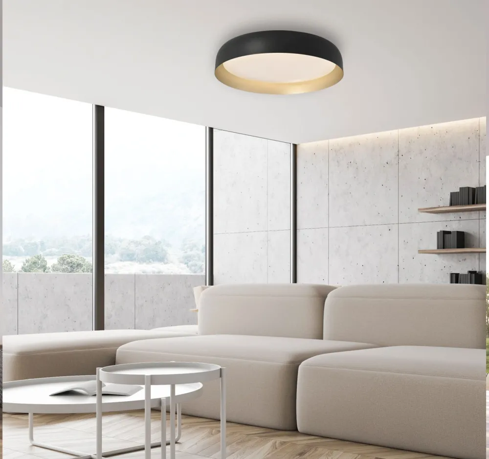 Just Light Dimmbare LED Deckenlampe Schwarz Gold Ø57 cm 3850 lm* Deckenleuchten|Flurlampen