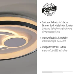 Just Light Dimmbare LED Deckenlampe Weiß Ø50 cm rund 3000 K 35 W* Deckenleuchten|Flurlampen