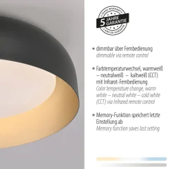 Online Just Light Dimmbare LED Deckenlampe Schwarz Gold Ø40 cm 2850 lm