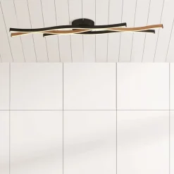 Searchlight Dimmbare LED Deckenlampe Schwarz Natur L:108 cm 953 lm* Wohnzimmerlampen|Esszimmer Lampen