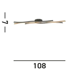 Searchlight Dimmbare LED Deckenlampe Schwarz Natur L:108 cm 953 lm* Wohnzimmerlampen|Esszimmer Lampen