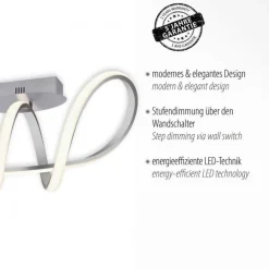 Just Light Dimmbare LED Deckenlampe in Aluminium 3000 K warmweiß* Deckenleuchten|Flurlampen