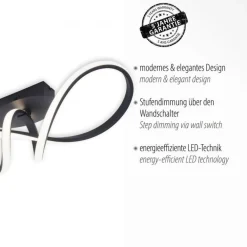 Best Just Light Dimmbare LED Deckenlampe Metall Schwarz 3000 K warmweiß