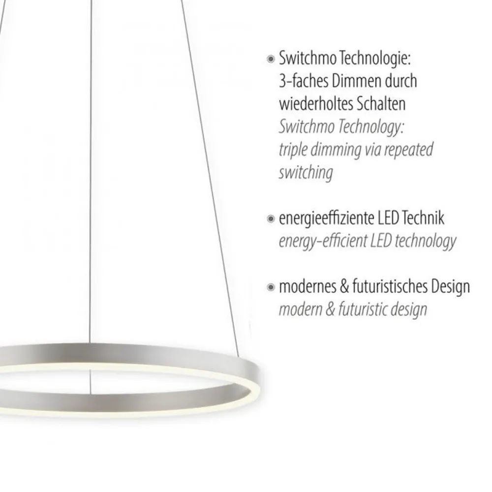 Just Light Dimmbare LED Hängelampe Aluminium Metall Ø39,3 cm 20 W* Hängelampen|Bürolampen