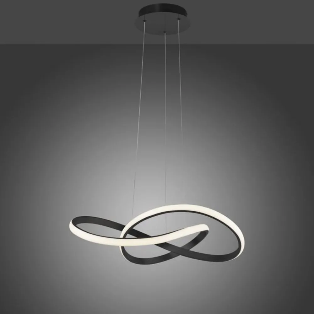 Just Light Dimmbare LED Hängeleuchte Metall Schwarz 3000 K L:57 cm* Hängelampen|Bürolampen