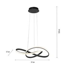 Just Light Dimmbare LED Hängeleuchte Metall Schwarz 3000 K L:57 cm* Hängelampen|Bürolampen