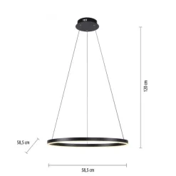 Just Light Dimmbare LED Pendelleuchte Schwarz Ø58,5 cm 3000 K 28 W* Hängelampen|Bürolampen