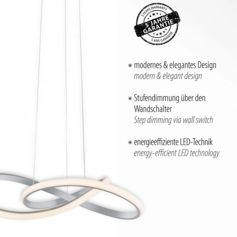 Just Light Dimmbare LED Pendelleuchte in Aluminium 3000 K L:57 cm* Hängelampen|Bürolampen