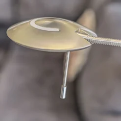 Steinhauer Dimmbarer LED Deckenfluter mit Lesearm in Stahl 185 cm* Wohnzimmerlampen|Metall Lampen