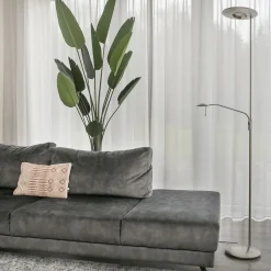 Steinhauer Dimmbarer LED Deckenfluter mit Lesearm in Stahl 185 cm* Wohnzimmerlampen|Metall Lampen