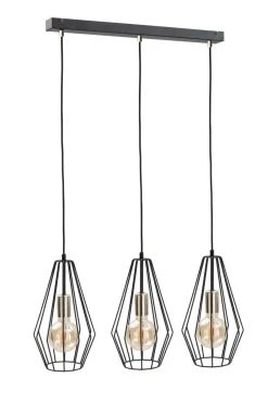 Keter Draht Pendelleuchte Schwarz 3-flammig dekorativ* Hängelampen|Wohnzimmerlampen