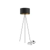 Nowodvorski Dreibein Stehlampe E27 156 cm in Schwarz Gold Metall Stoff* Metall Lampen|Stofflampen
