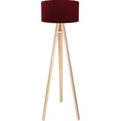 Outlet BPS Koncept Dreibein Stehlampe Holz 140cm Bordeaux Retro Wohnzimmer