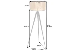 Invicta Interior Dreibein Stehlampe Holz Kunststoff Wiener Geflecht E27* Bürolampen|Stehlampen