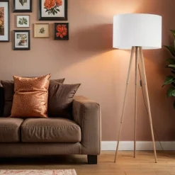 Discount TK Lighting Dreibein Stehlampe klein 146 cm Skandinavisch Holz Stoff