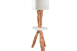 Invicta Interior Dreibein Stehleuchte Holz Leinen Ablage 153 cm blendarm* Bürolampen|Stofflampen