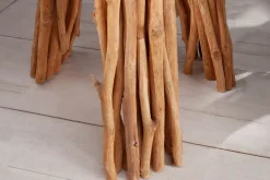 Invicta Interior Dreibein Stehleuchte Holz Leinen Ablage 153 cm blendarm* Bürolampen|Stofflampen