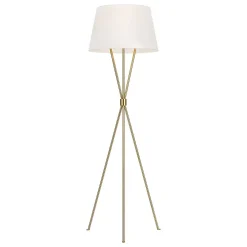 Best Elstead Dreibein Stehleuchte Weiß Messing 140 cm Stoff Metall