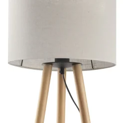 TK Lighting Dreibein Tischleuchte Holz Stoff 46 cm Skandinavisch* Nachttischlampen|Stofflampen