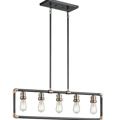 Outlet Elstead DREVO Deckenleuchte Schwarz 5xE27 kürzbar Lampe