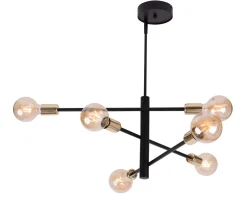 Sigma E27 Pendelleuchte Gold Schwarz B:69 cm Mehrflammig* Hängelampen|Wohnzimmerlampen