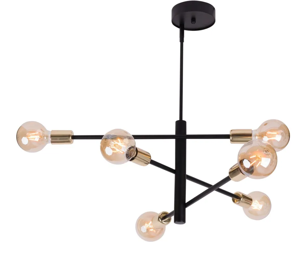 Sigma E27 Pendelleuchte Gold Schwarz B:69 cm Mehrflammig* Hängelampen|Wohnzimmerlampen