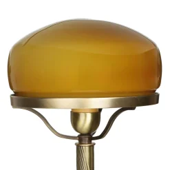 Giovanni Battista Echte Messing Tischleuchte Orange Glas Schirm* Lampen Aus Aller Welt|Metall Lampen