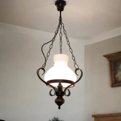 Easylight Echt-Holz Hängelampe Glas Metall Landhausstil E27* Glaslampen|Rustikale Lampen