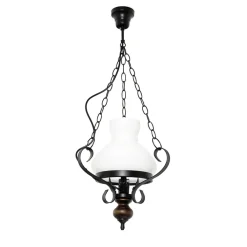 Easylight Echt-Holz Hängelampe Glas Metall Landhausstil E27* Glaslampen|Rustikale Lampen