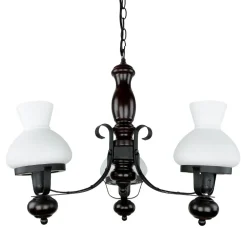 Clearance Easylight Echt-Holz Kronleuchter Metall Glas 3-flmg Landhaus