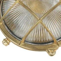 New Lido Echt-Messing Außenwandleuchte SERIFOS Riffelglas