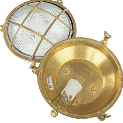 New Lido Echt-Messing Außenwandleuchte SERIFOS Riffelglas