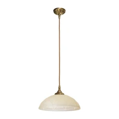 Giovanni Battista Echt-Messing Hängelampe mit Ornament & Glasschirm* Deckenleuchten|Flurlampen