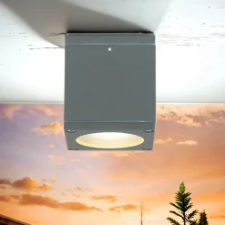 SU-MA Eckige Deckenleuchte außen IP54 wetterfest* Metall Lampen|Feuchtraumleuchten