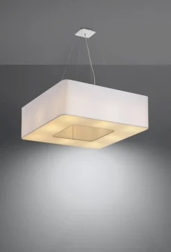 Sollux Eckige Hängelampe Weiß Stoff B: 60 cm blendarm 8x E27