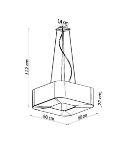 Sollux Eckige Hängelampe Weiß Stoff B: 60 cm blendarm 8x E27