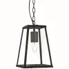 Sale Searchlight Eckige Pendelleuchte mit Glasschirm rustikal Schwarz