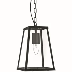 Sale Searchlight Eckige Pendelleuchte mit Glasschirm rustikal Schwarz