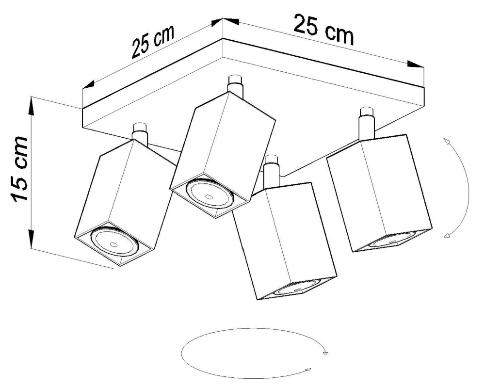 Discount Sollux Eckiger Deckenstrahler Grau Metall vielseitig FALERIA