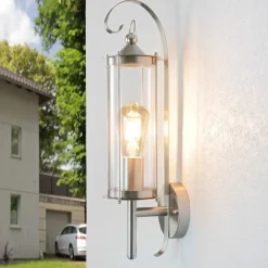 Harms Import Edelstahl Laterne für die Wand Außenleuchte* Moderne Lampen|Metall Lampen