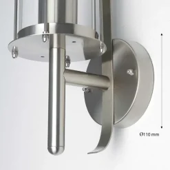 Harms Import Edelstahl Laterne für die Wand Außenleuchte* Moderne Lampen|Metall Lampen