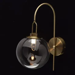 Glasberg Edle LED Wandleuchte Glas Kugel Schirm in Messing* Led Lampen|Wandleuchten