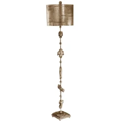 Elstead Edle Stehleuchte GENEVOTE 170 cm Blattsilber Wohnzimmer* Moderne Lampen|Stehlampen