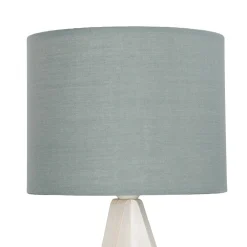 Trio Reality Edle Tischlampe Holz Stoffschirm Grau 31cm Ø17cm